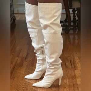Elegant White Over-the-Knee Boots
